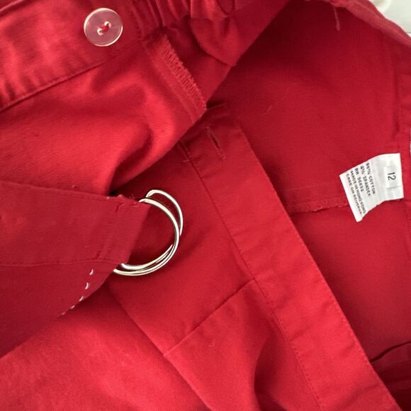 Red Wrap Skirt Vintage Midi Skirts Women's Stretchy Elastic Button Size 12 - Picture 12 of 12